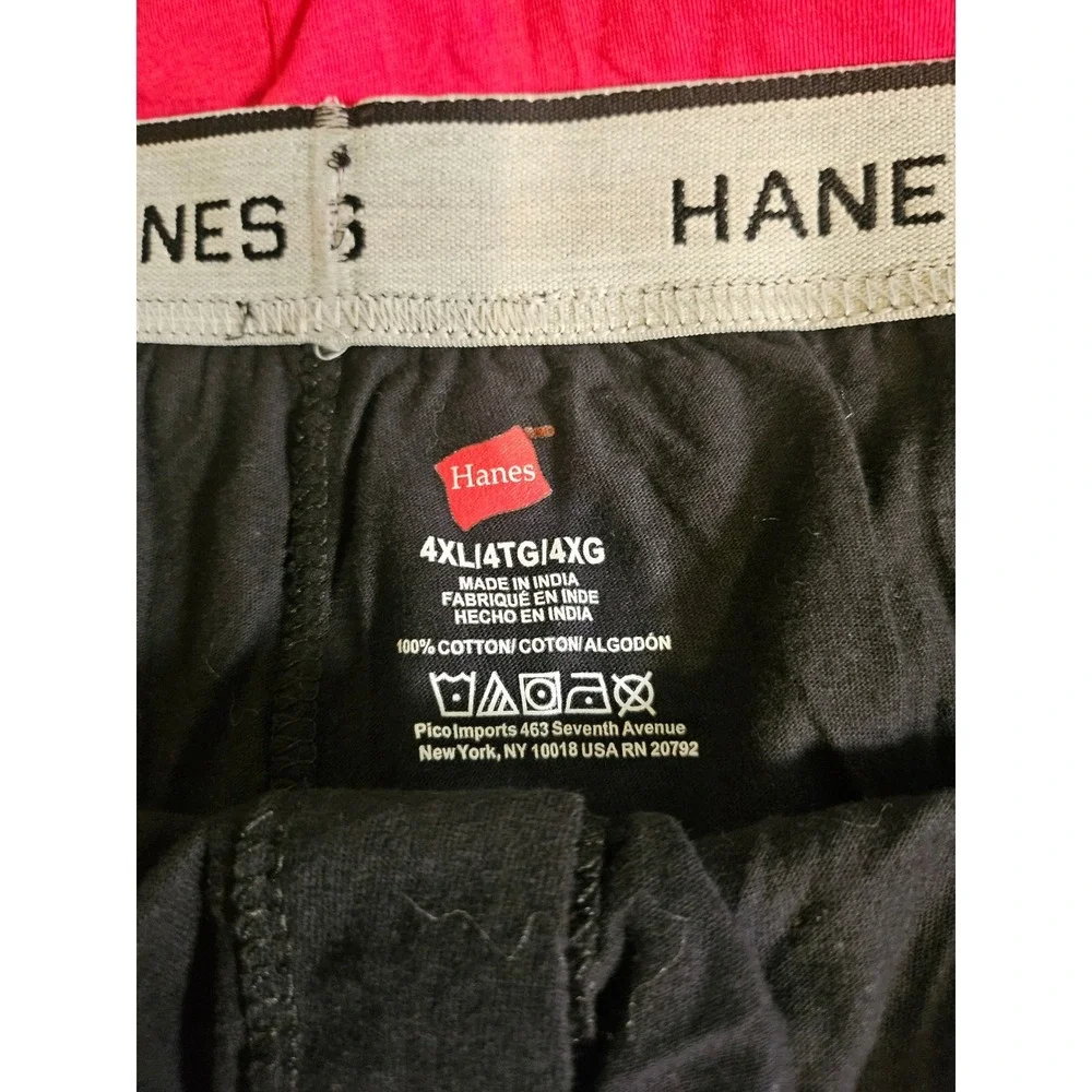 Hanes Pajama Shorts Men 4XL Black Red 2 Pack Cotton Knit Drawstring Lounge